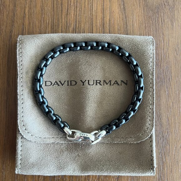 DAVID YURMAN STERLING SILVER & STAINLESS STEEL BOX CHAIN BRACELET - Picture 2 of 9